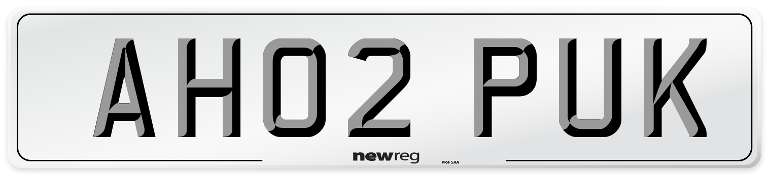 AH02 PUK Number Plate from New Reg
